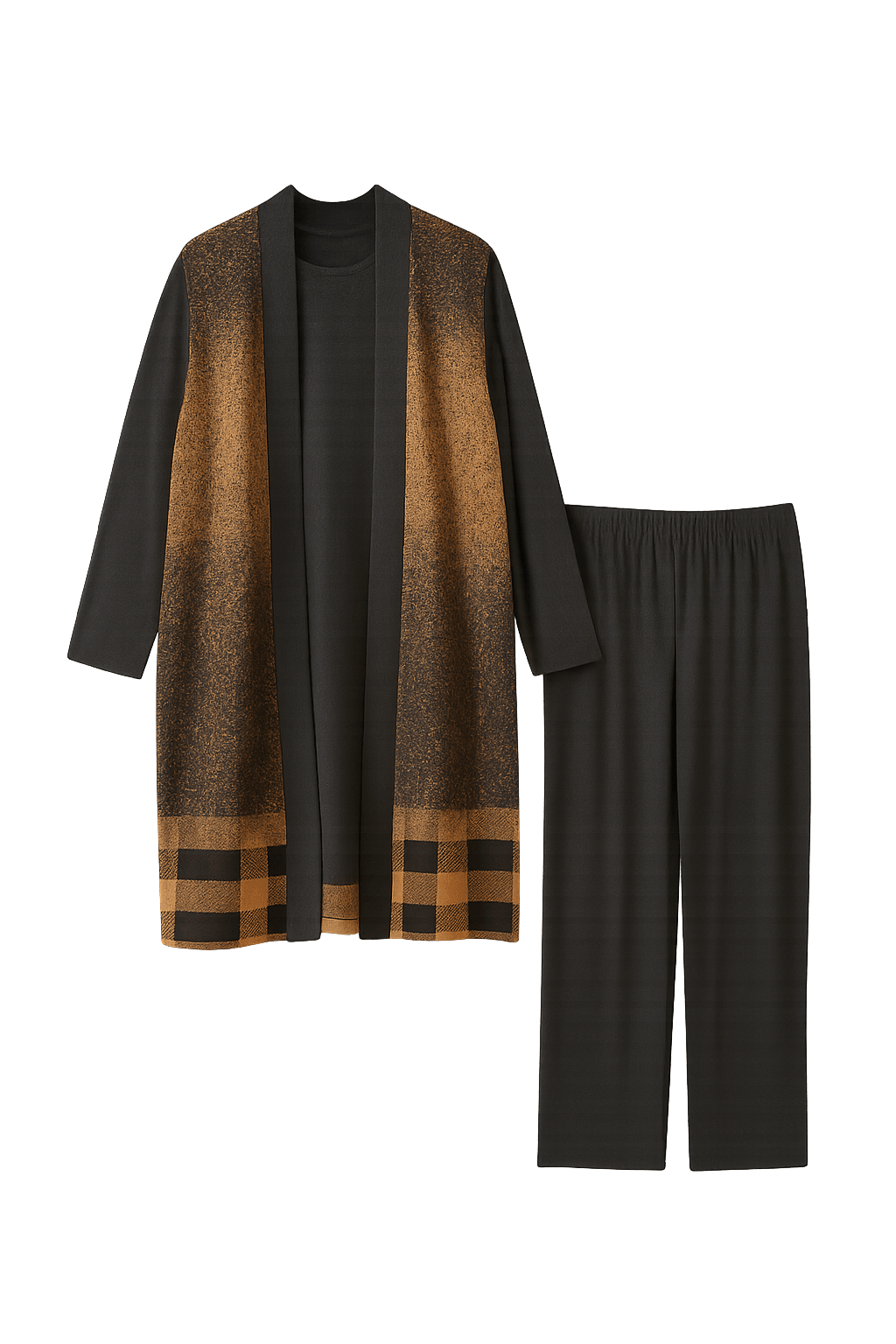 Yelekli Üç Parça Tesettür Takım - CAMEL