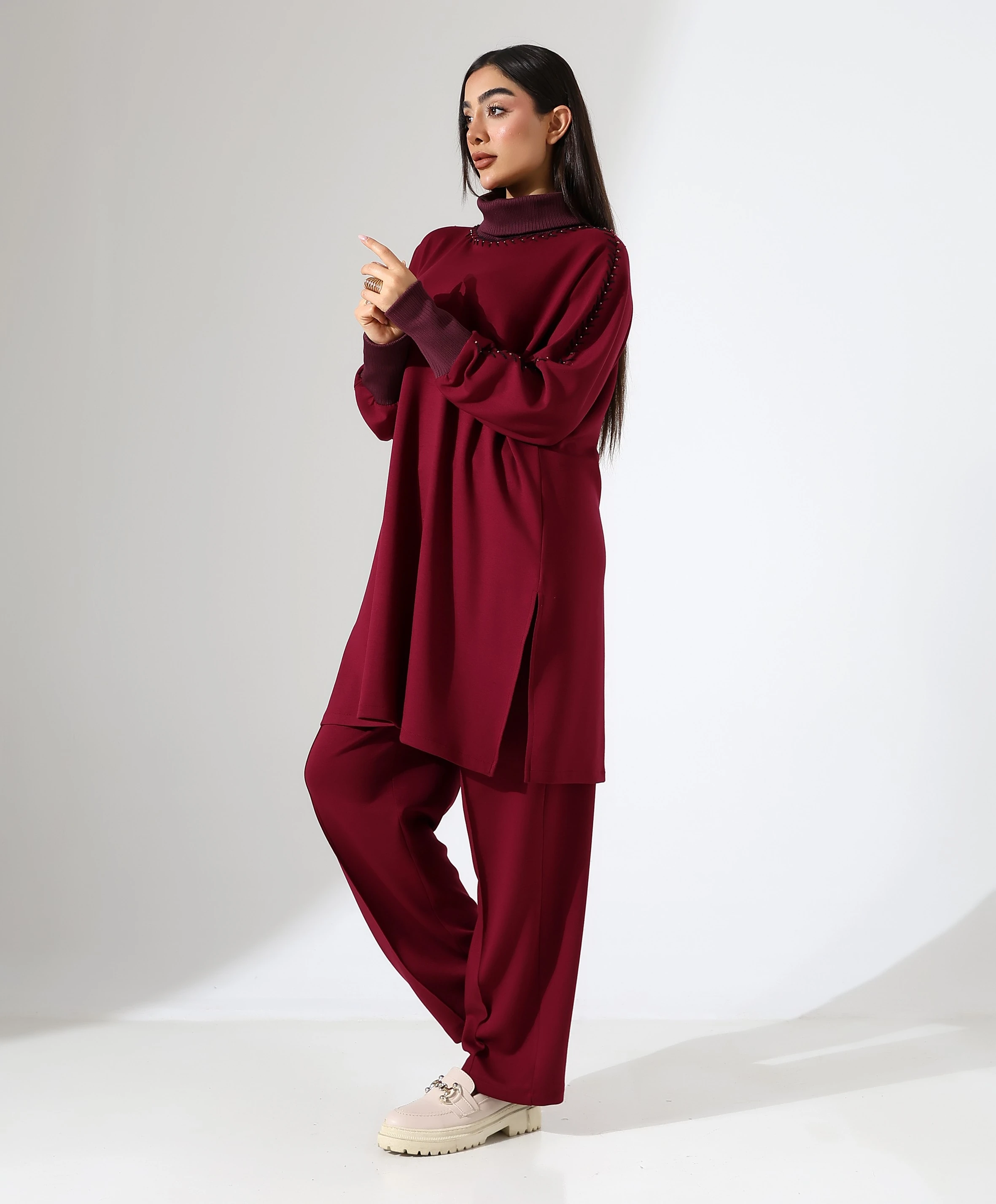 Yumuşak Dokulu Triko Detay İki Parça Takım