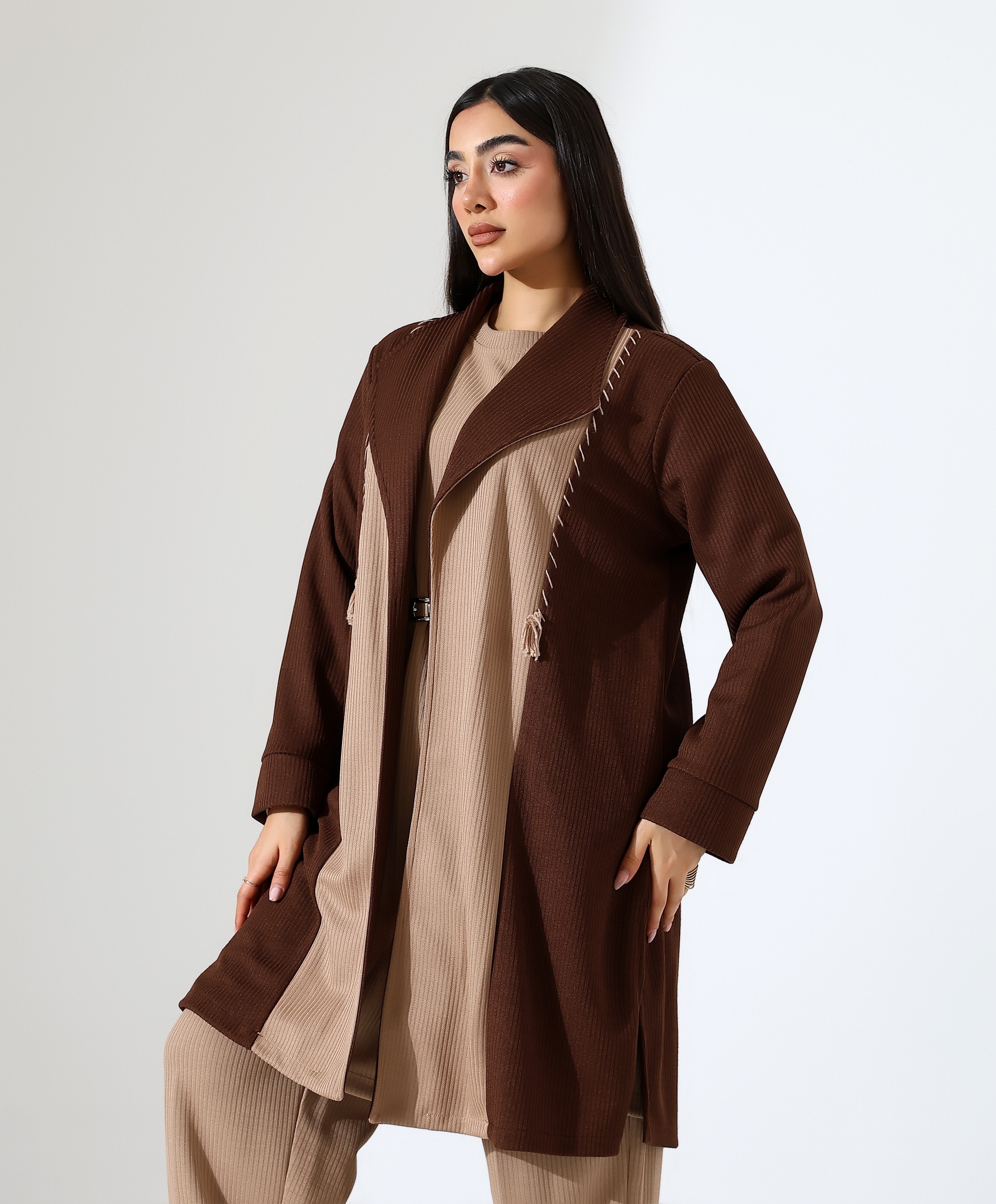 Püskül Detay Çift Renk Hırka