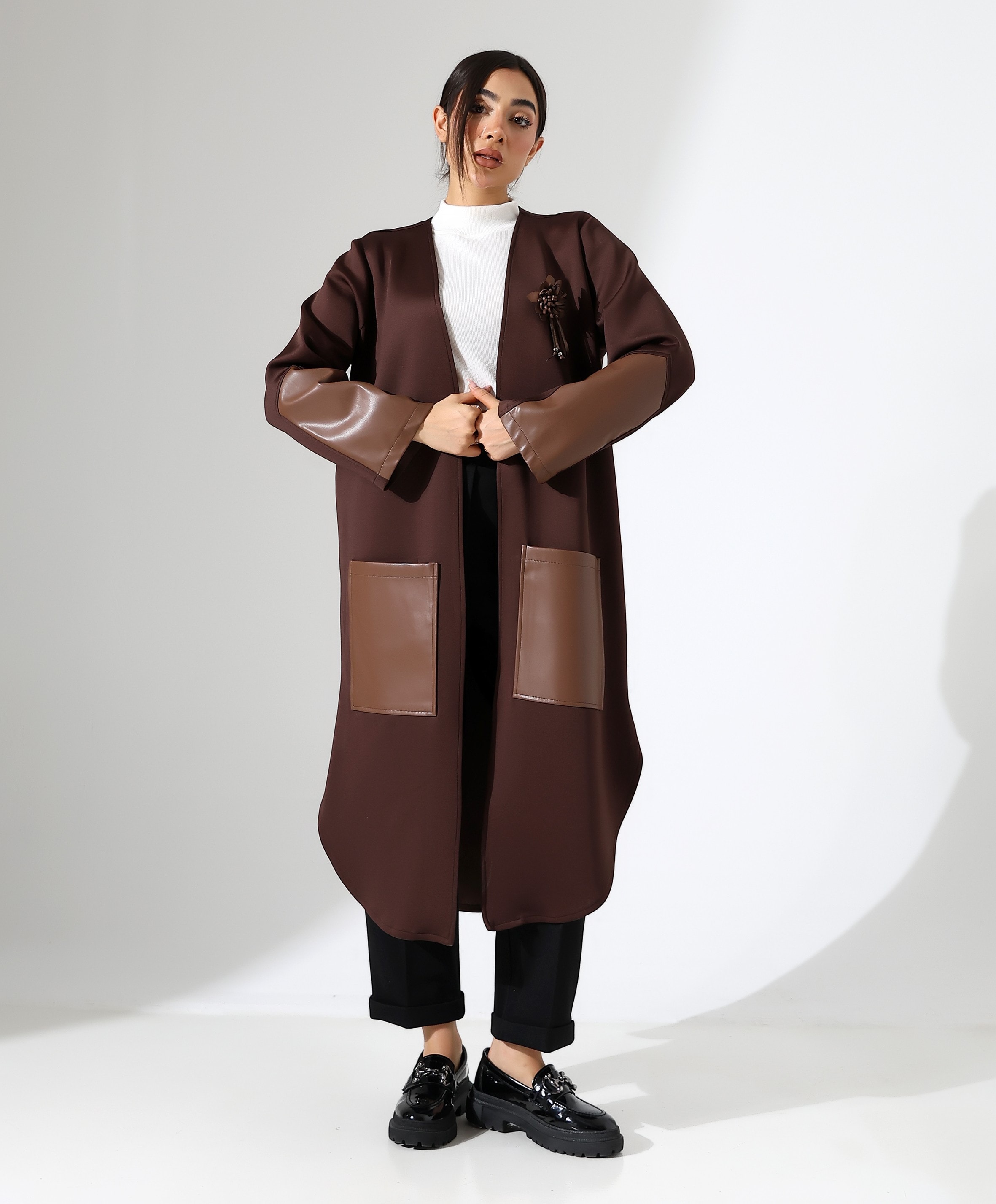 Deri Detay Rahat Kalıp Bol Hırka