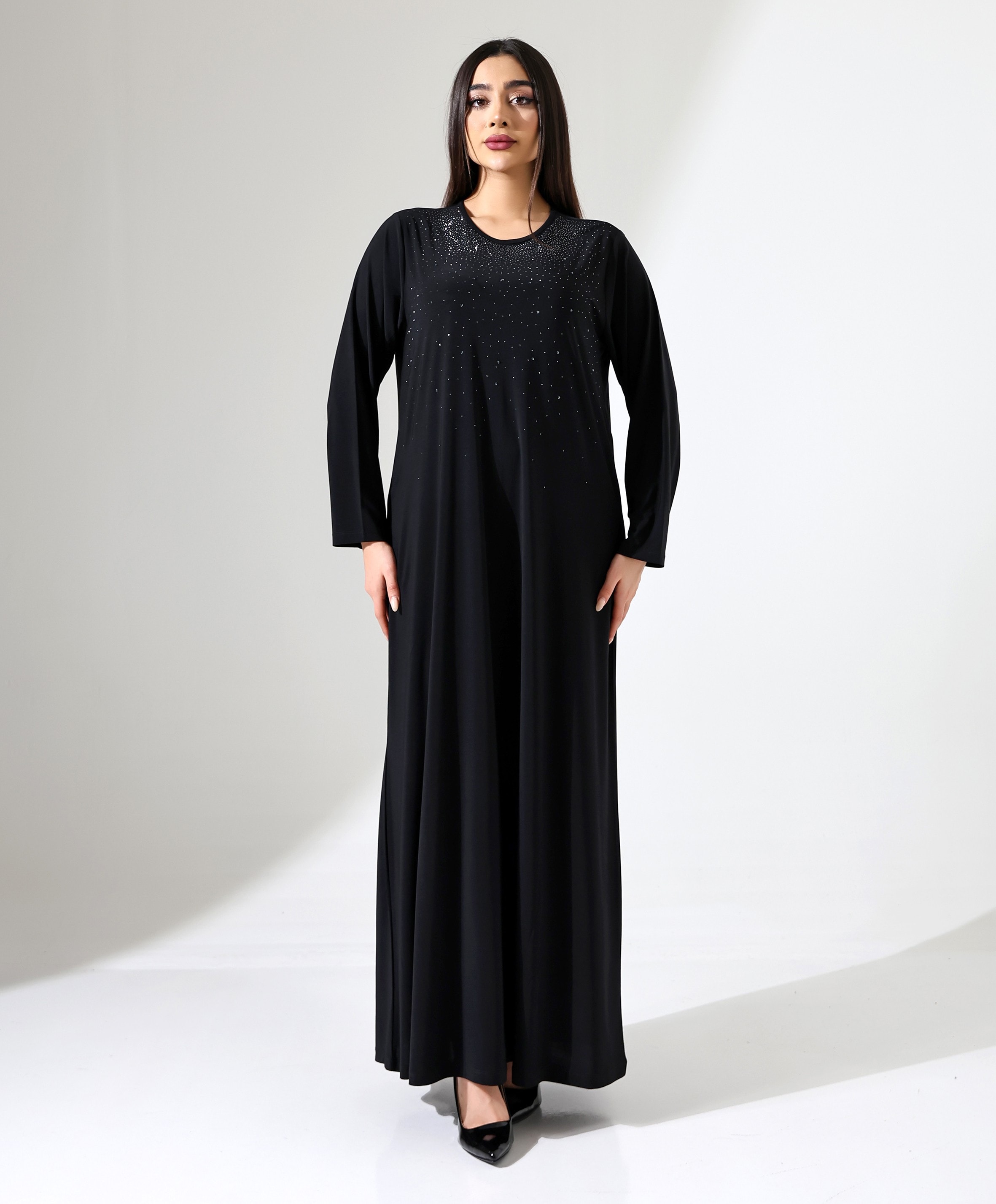 Taş Baskılı Uzun Elbise