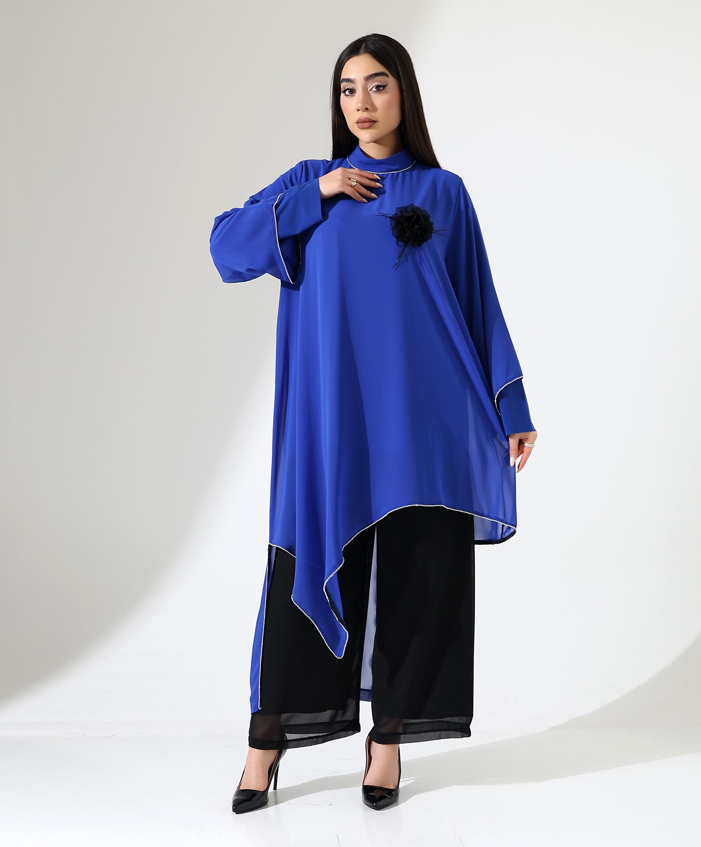 Tesettür Gül Abiye Takım - MAVİ