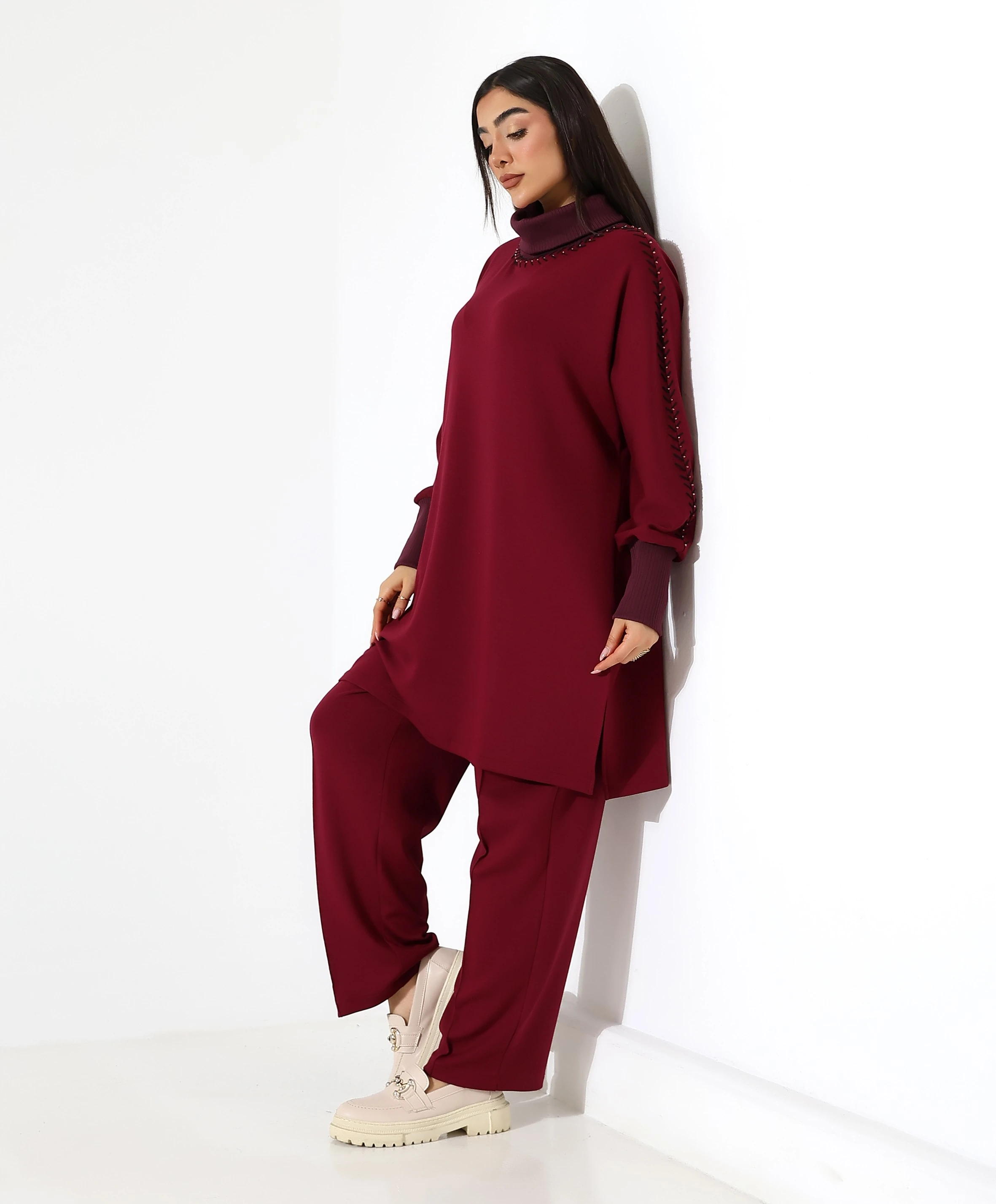 Yumuşak Dokulu Triko Detay İki Parça Takım