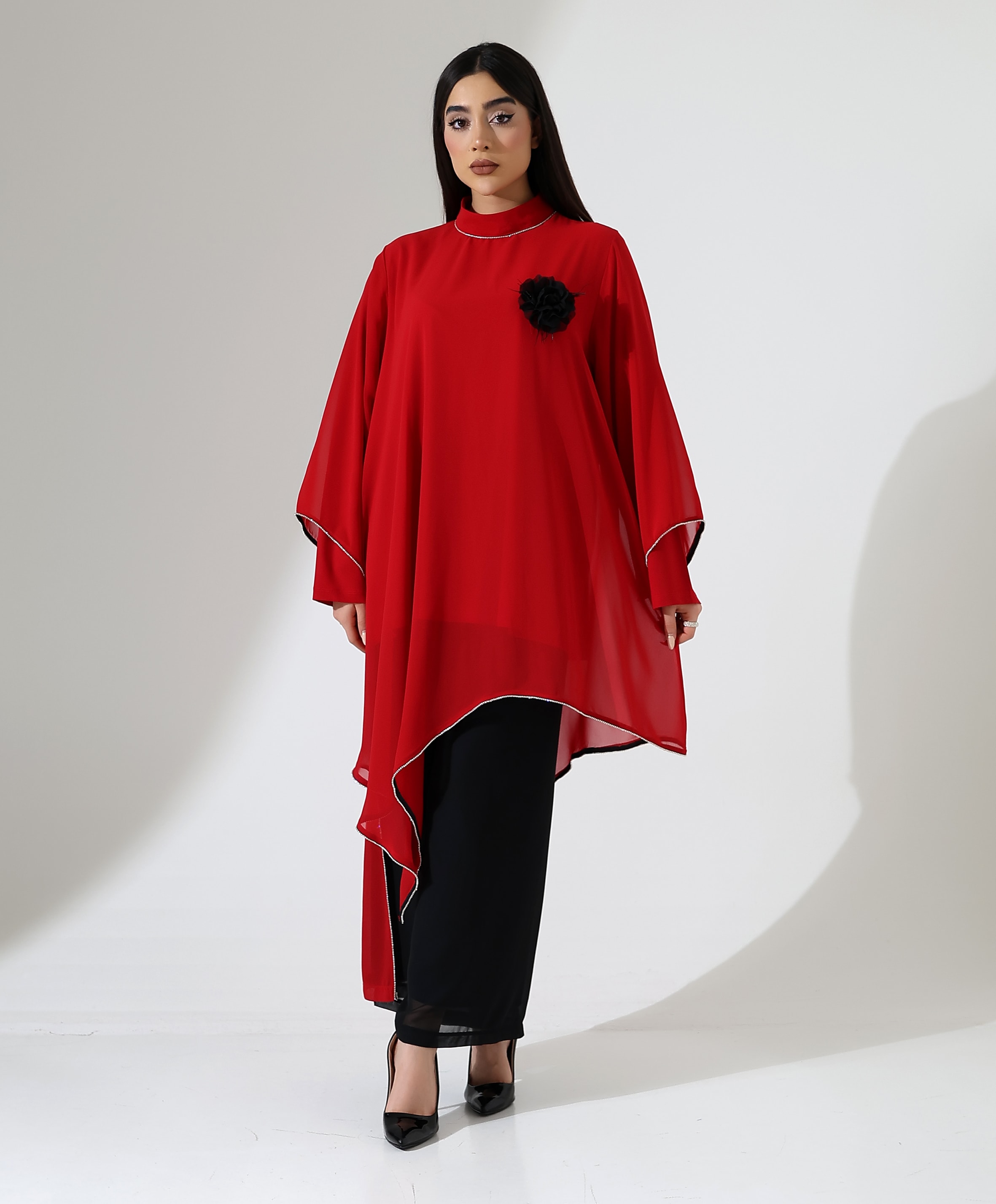 Tesettür Gül Abiye Takım - KIRMIZI