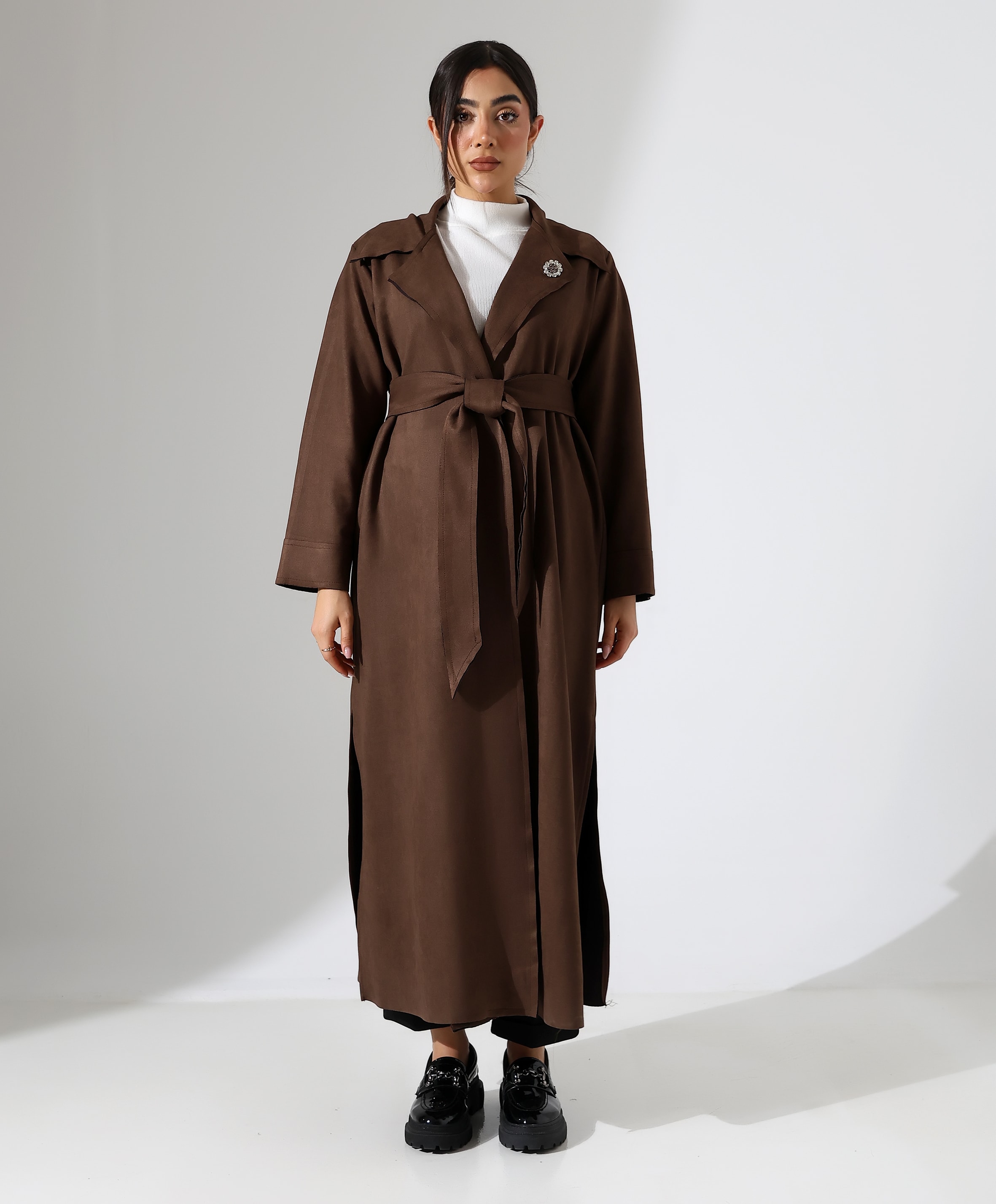 İnci Detay Büyük Beden Hırka - KAHVE