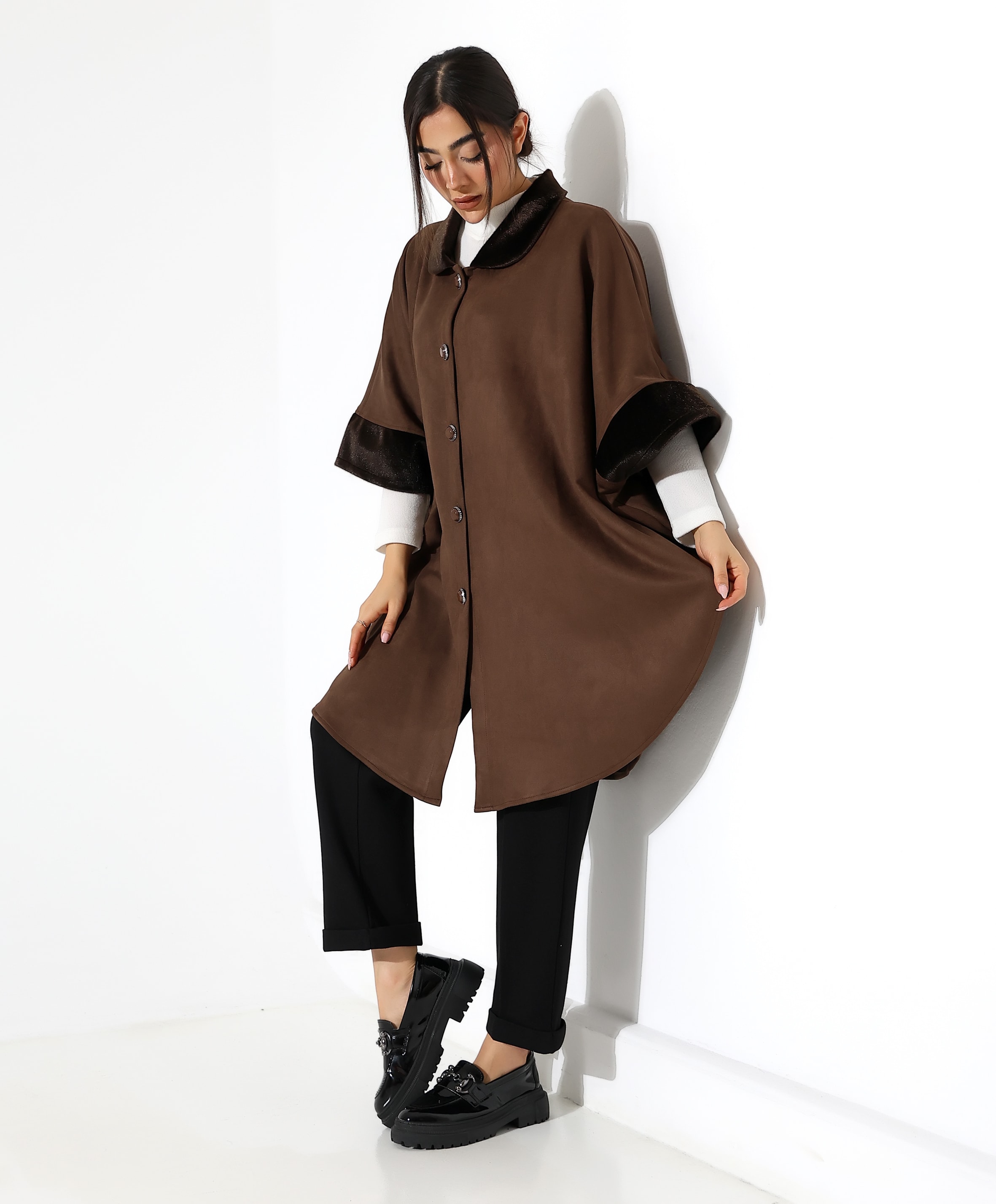 Kürk Detay Büyük Beden Panço