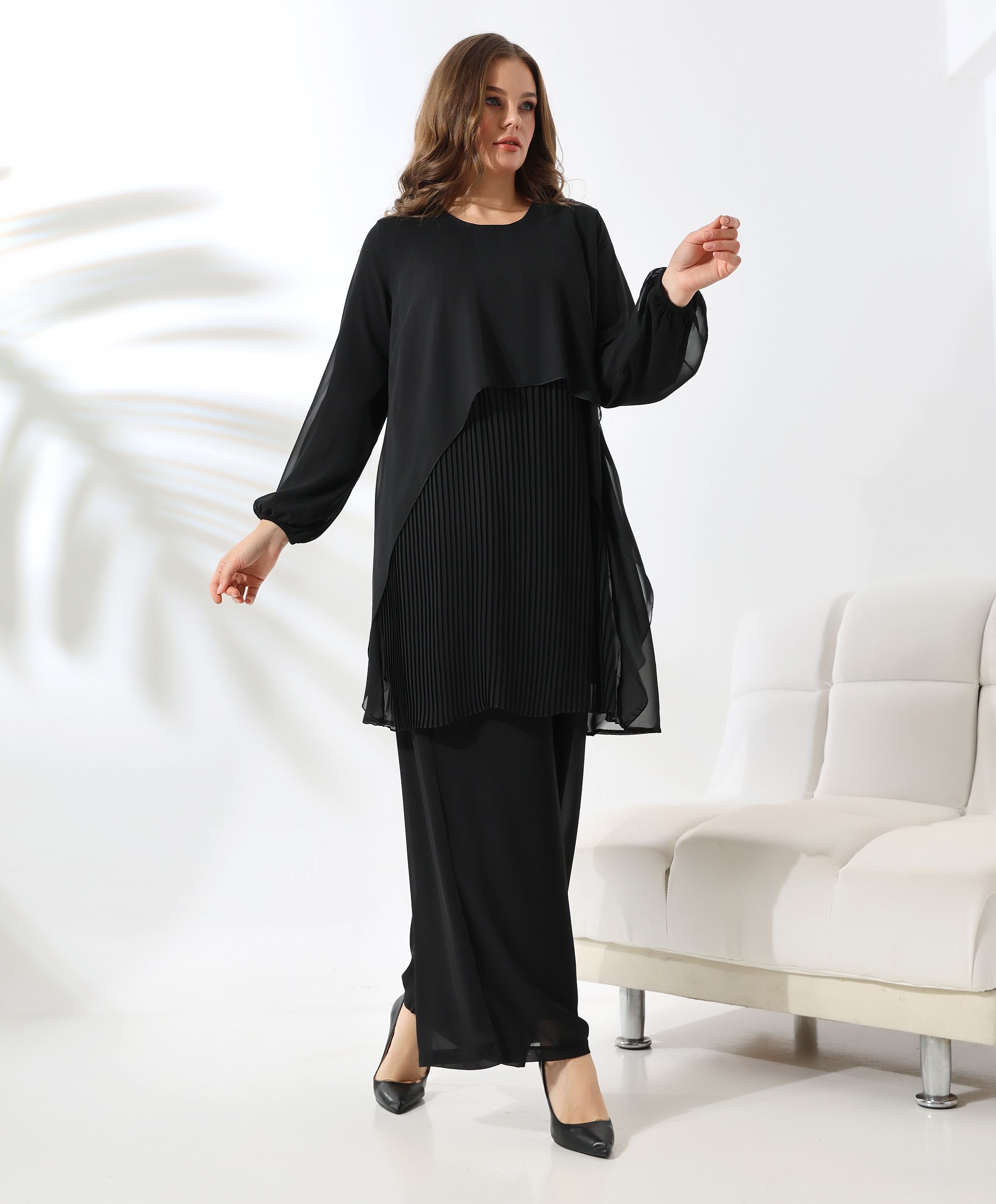 Piliseli Şifon Tunik