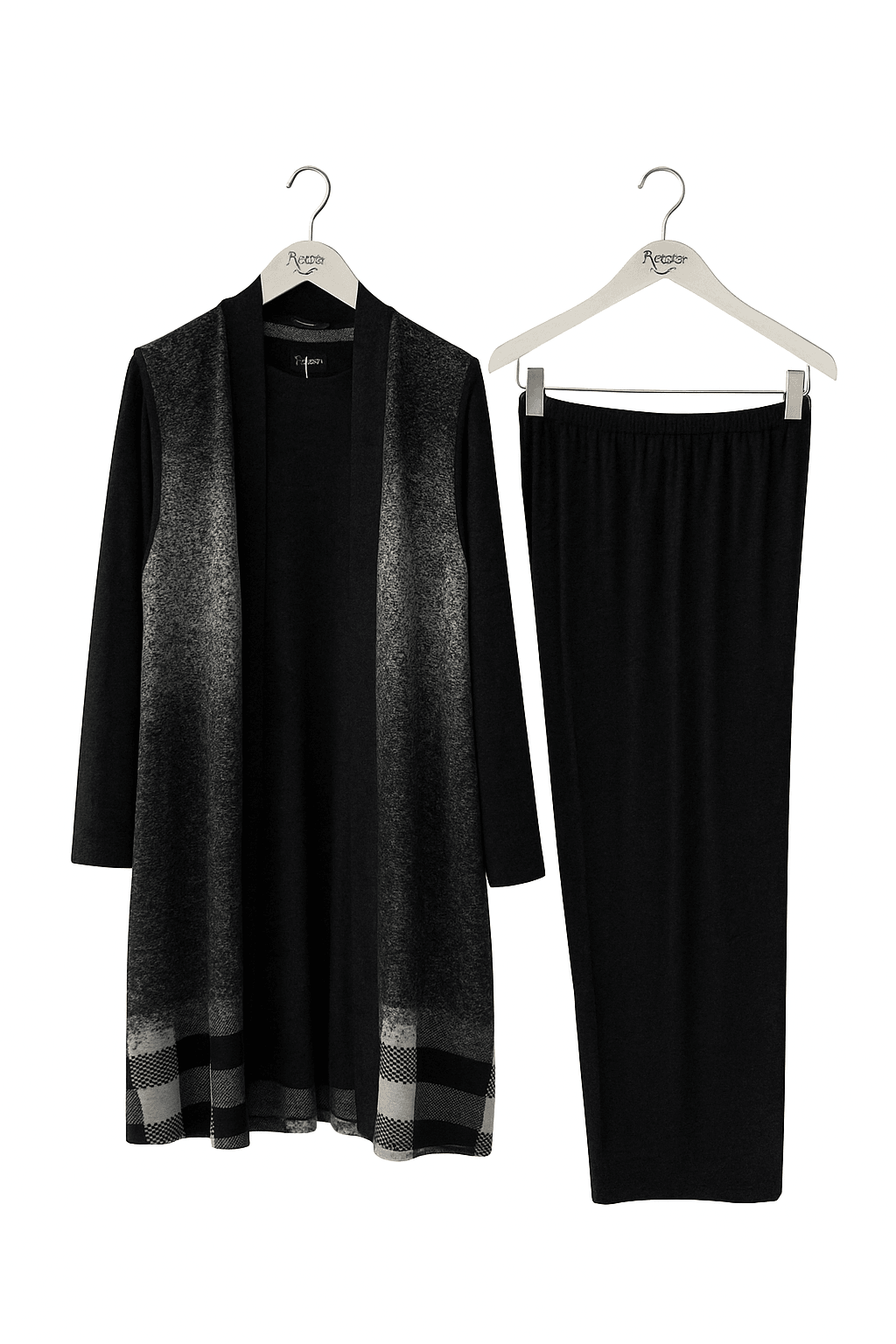 Yelekli Üç Parça Tesettür Takım - SİYAH