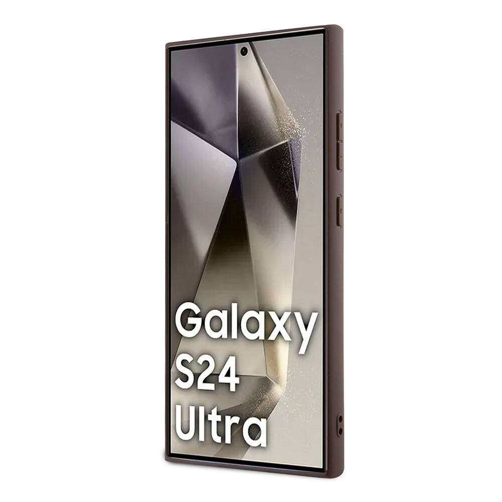 Galaxy S24 Ultra Kılıf Guess Orjinal Lisanslı PU Üçgen Logo 4G Desenli Kılıf