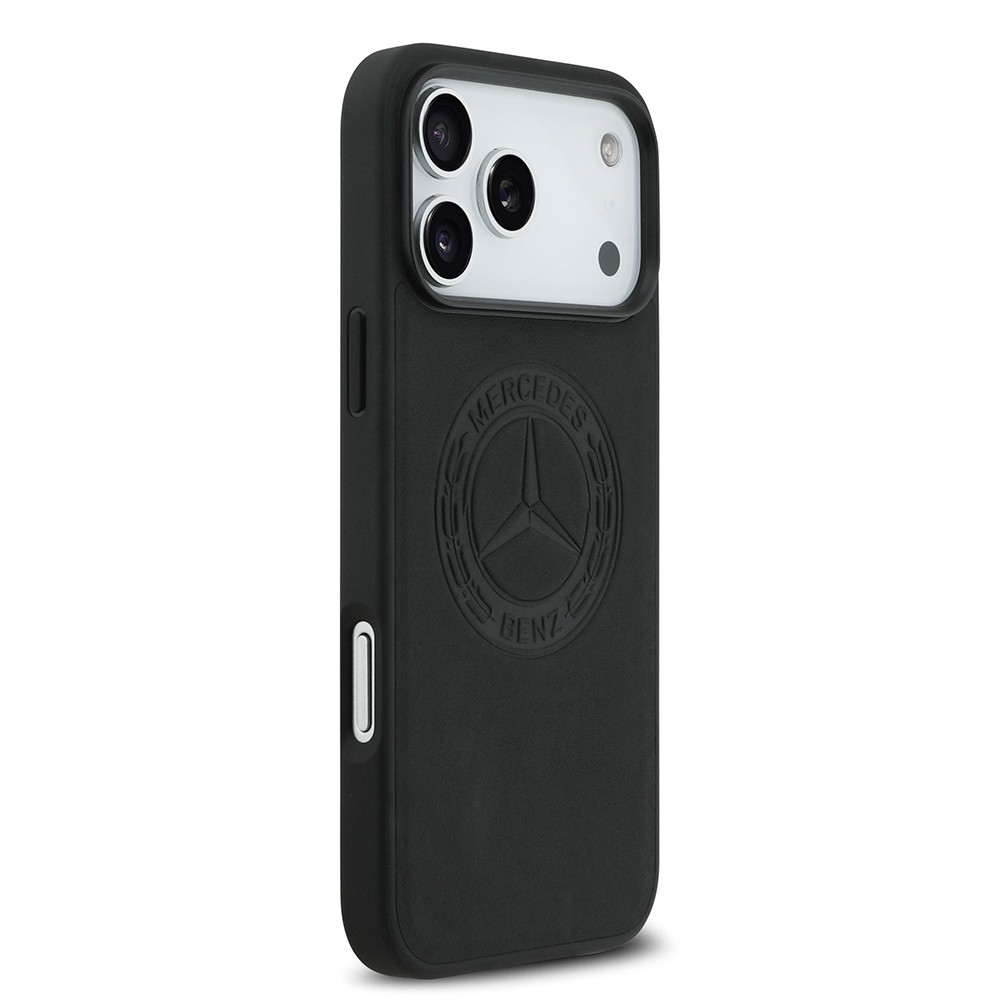 Apple iPhone 17 Pro Max Kılıf Mercedes Benz Orjinal Lisanslı M-safe Şarj Özellikli Hakiki Deri Nostaljik Yıldız Dizayn Kapak