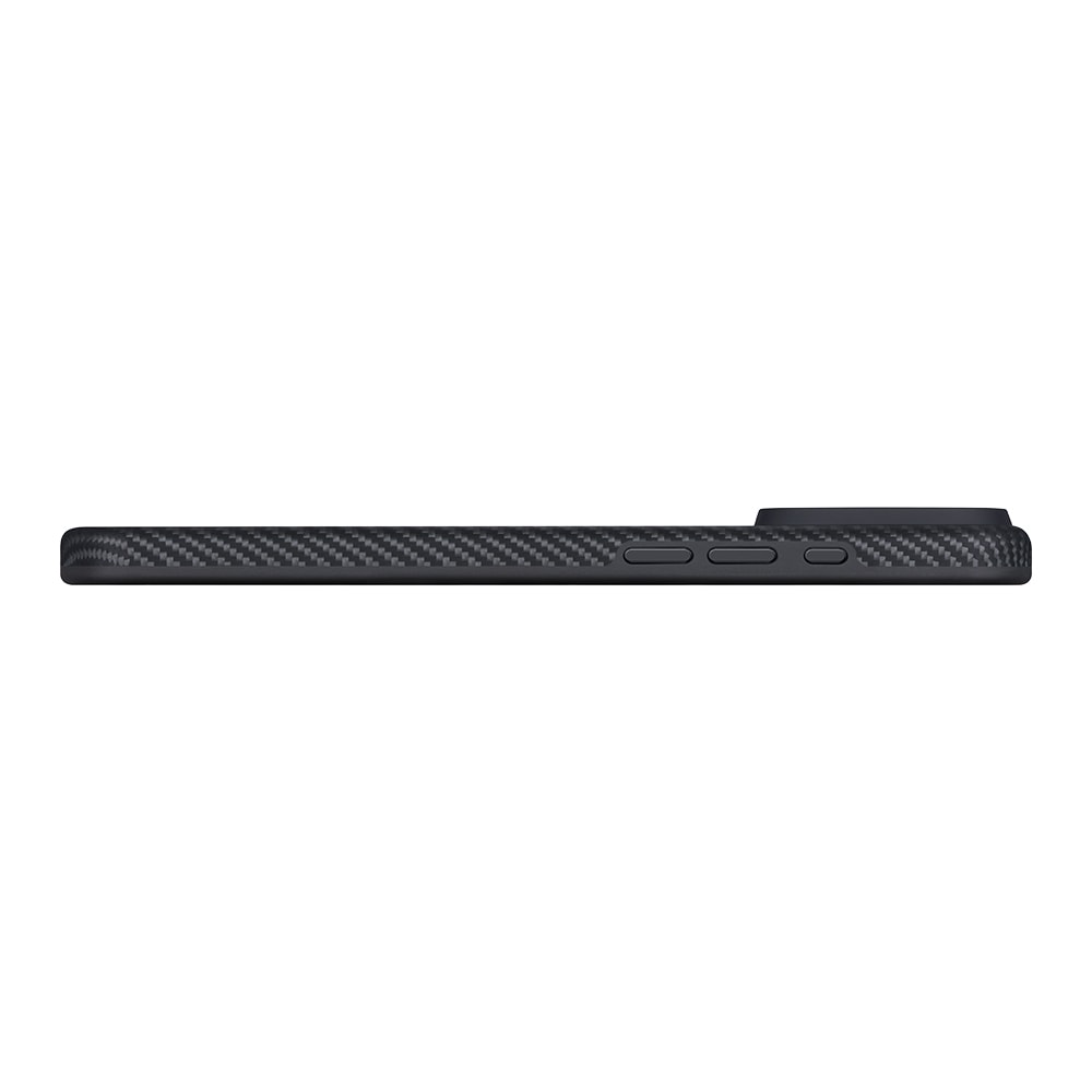Apple iPhone 17 Pro Kılıf M-safe Şarj Özellikli Aramid Fiber Pitaka Military-Grade Classic Serisi Black-Grey Twill Kapak