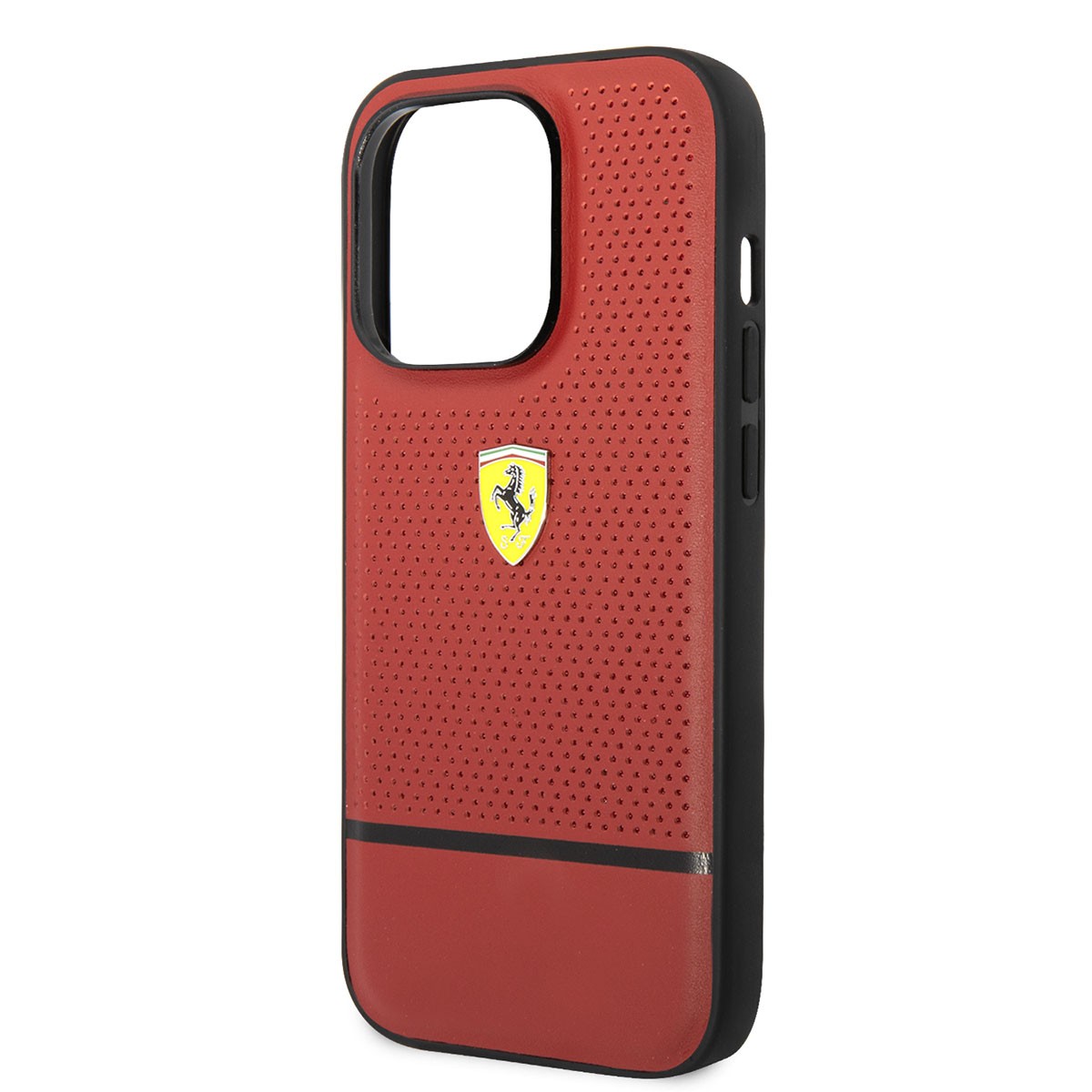 iPhone 14 Pro Max Kılıf Ferrari Orjinal Lisanslı Deri Delikli Ve Çizgili Dizayn Kılıf