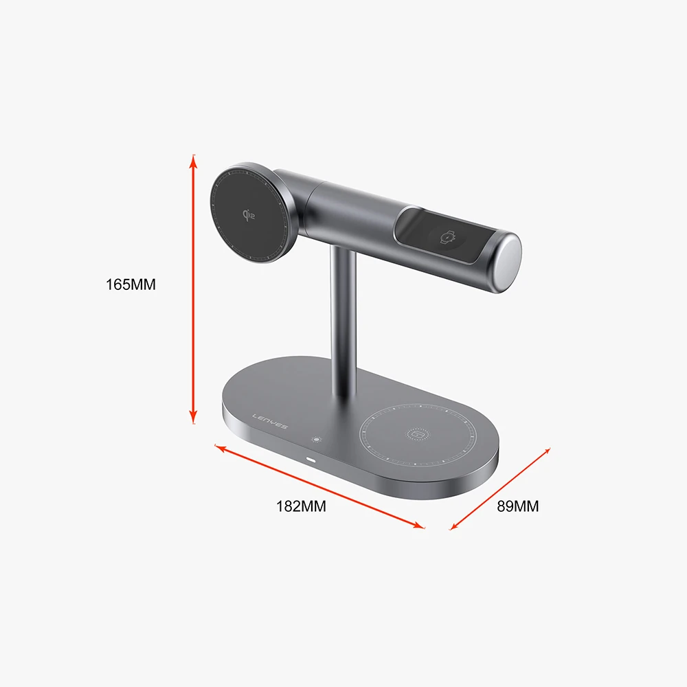 Lenyes PW319 Qi2 Şarj Teknolojili Ambiyans Işıklı Telefon&Akıllı Saat&Kulaklık 15W 3in1 Kablosuz Şarj Standı