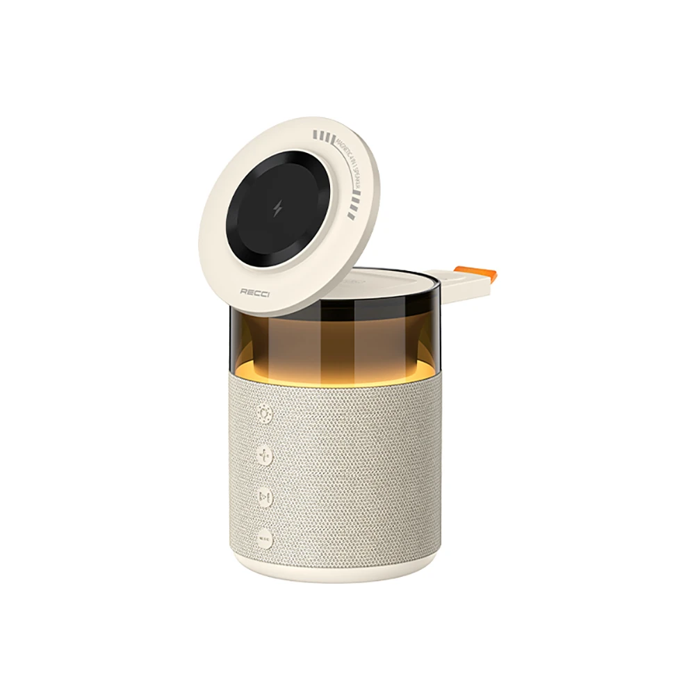 Recci RCW-51 Kablosuz Şarj Standı Ambiyans Işıklı Bluetooth Speaker Hoparlör Özellikli