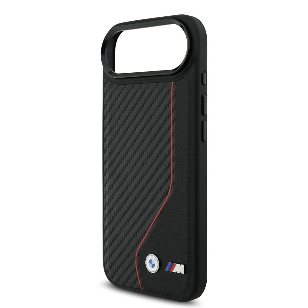 Apple iPhone 17 Air Kılıf BMW Orjinal Lisanslı M-safe Şarj Özellikli Metal BMW ve M Logolu PU Karbon Tasarımlı Kapak