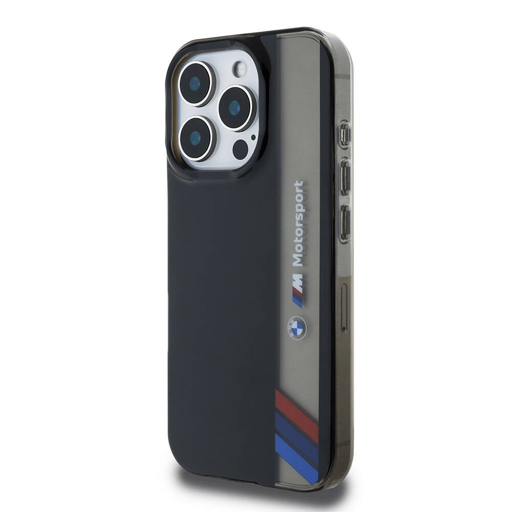 iPhone 16 Pro Max Kılıf BMW Orjinal Lisanslı M Logolu Üç Renk Çizgili Motorsport Vertical Stripe Kılıf