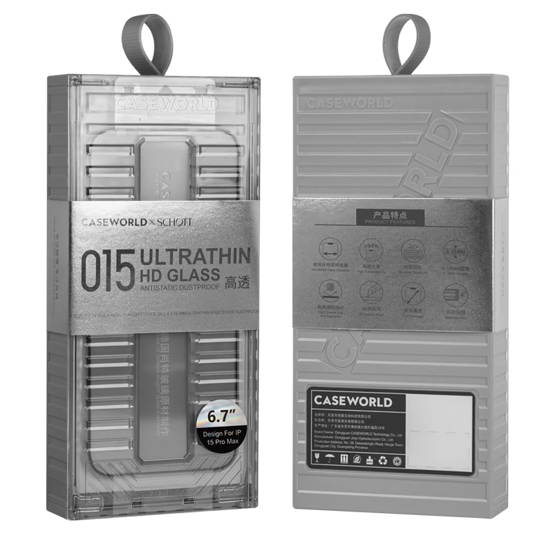 Apple iPhone 15 Pro Max CaseWorld Ultra-Thin Serisi 0.15mm HD Cam Ekran Koruyucu + Uygulama Aparatlı