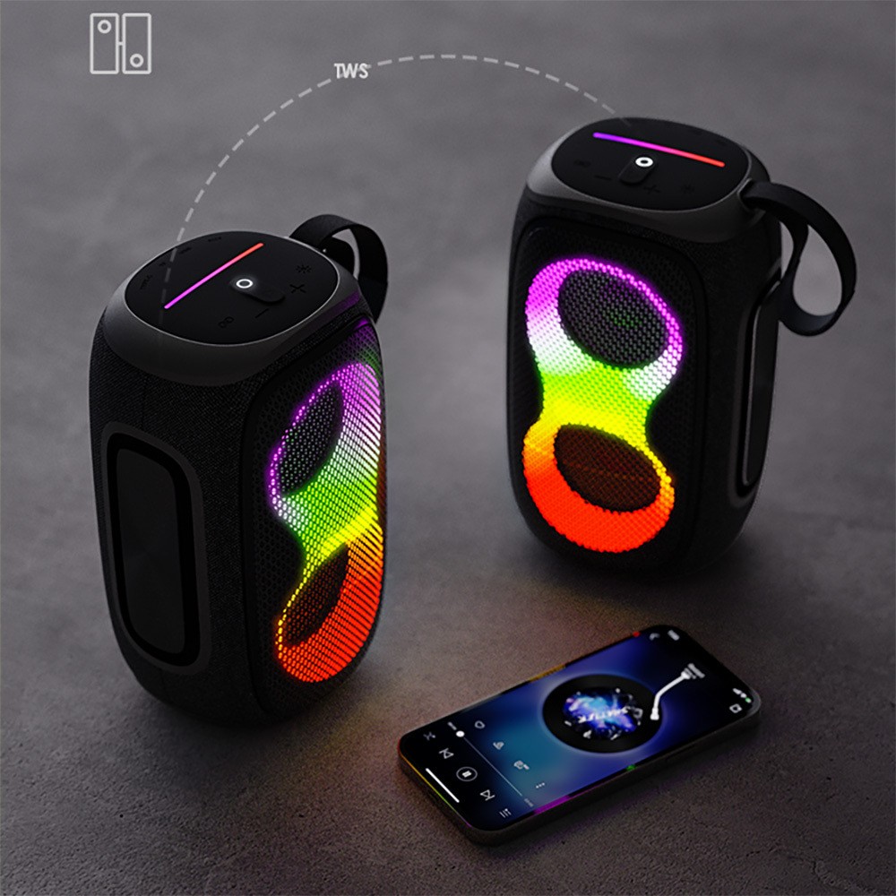 Lenyes S865 Luminous Serisi Su Geçirmez Çoklu Giriş RGB Işıklı TWS Bluetooth Hoparlör v5.3 40W
