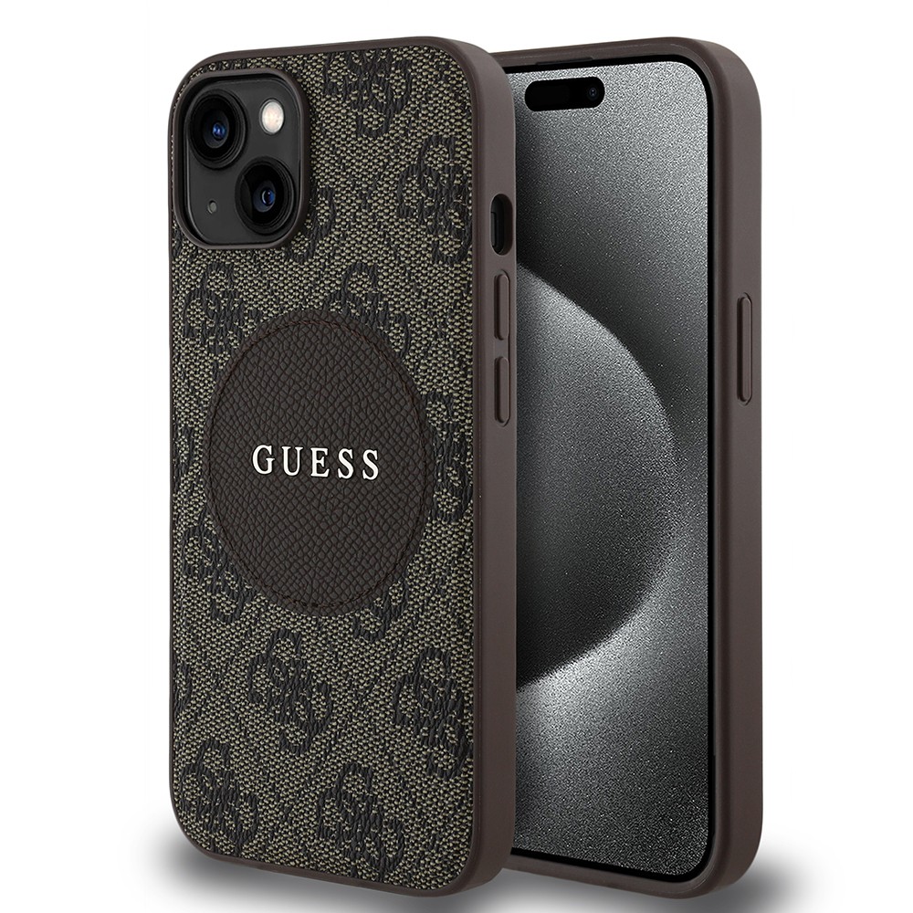 Apple iPhone 14 Kılıf Guess Orjinal Lisanslı Magsafe Şarj Özellikli Yazı Logolu Circle Classic Kapak