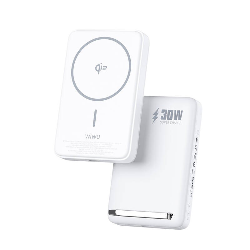 Wiwu Wi-P031 Qi2.0 LED Işık Göstergeli Standlı 30W Taşınabilir Magsafe Wireless Powerbank 10.000mAh