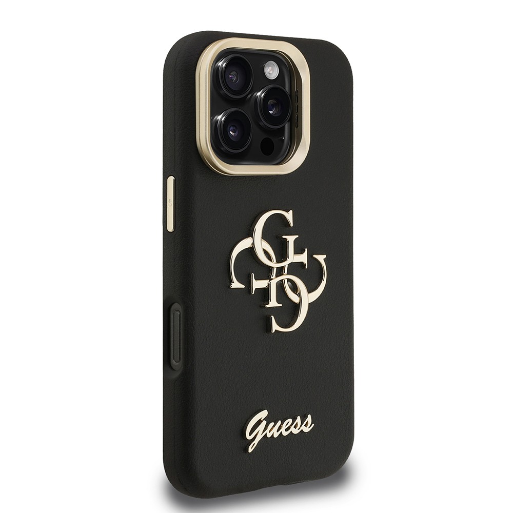 Apple iPhone 16 Pro Kılıf Guess Orjinal Lisanslı Grained Yazı Logolu Kamera Standlı Kapak
