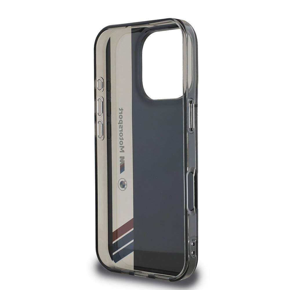 iPhone 16 Pro Max Kılıf BMW Orjinal Lisanslı M Logolu Üç Renk Çizgili Motorsport Vertical Stripe Kılıf