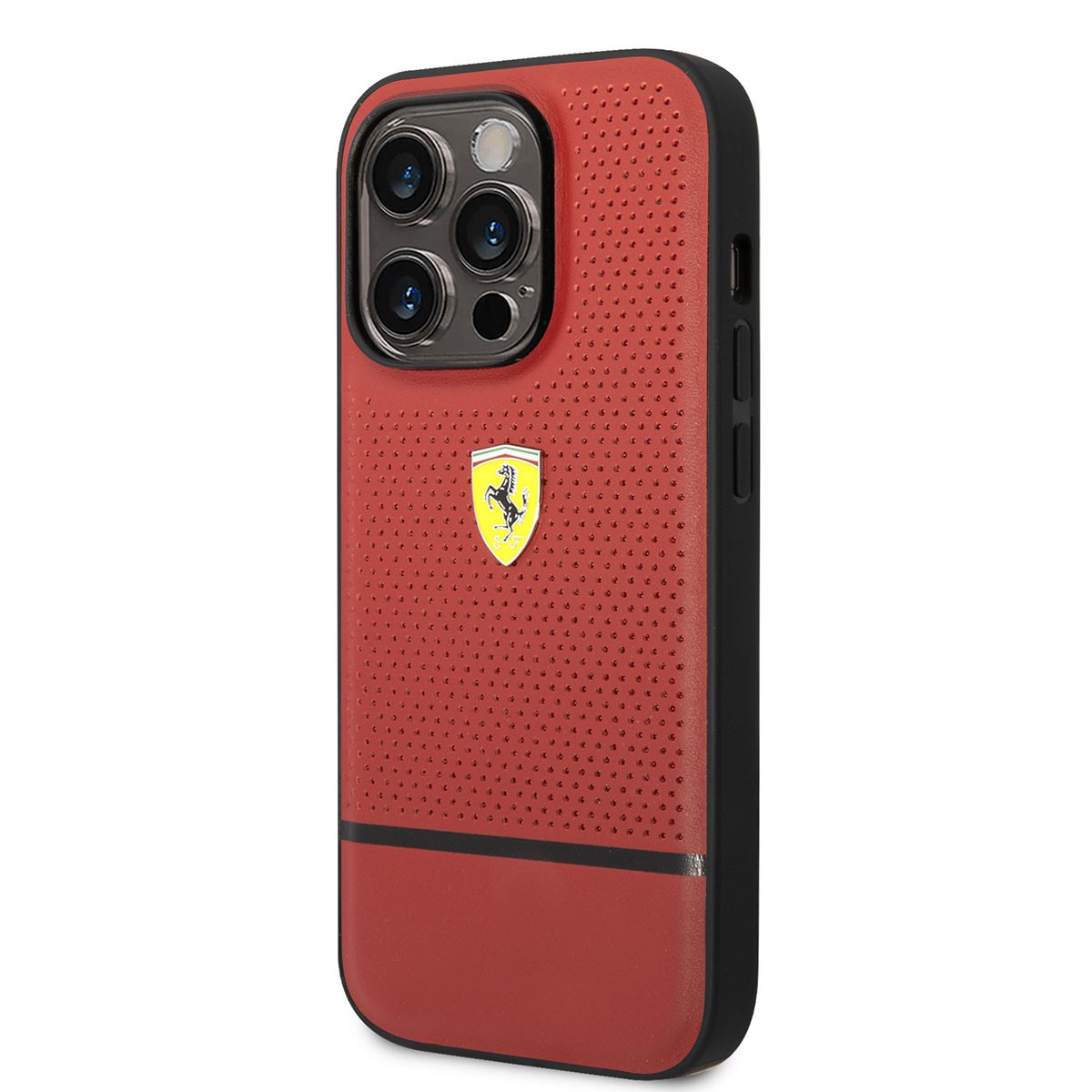 iPhone 14 Pro Max Kılıf Ferrari Orjinal Lisanslı Deri Delikli Ve Çizgili Dizayn Kılıf