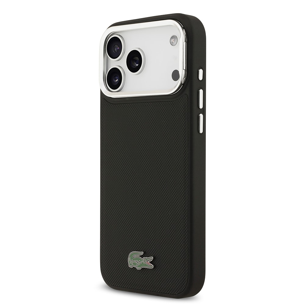 Apple iPhone 17 Pro Max Kılıf Lacoste Orjinal Lisanslı M-safe Şarj Özellikli PU Pike Desenli Standlı Metal Logolu Kapak