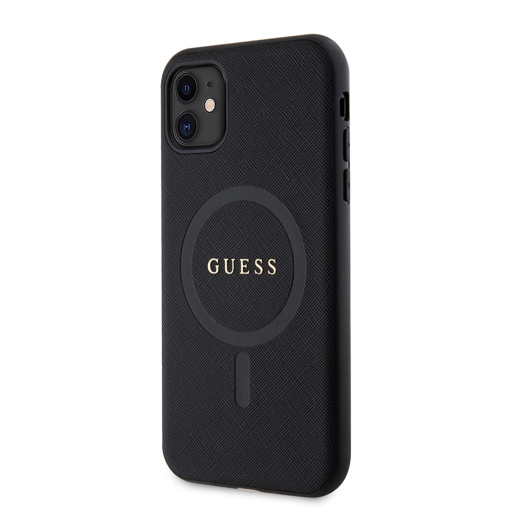 iPhone 14 Kılıf Guess Orjinal Lisanslı Magsafe Şarj Özellikli Yazı Logolu Saffiano Classic Kılıf