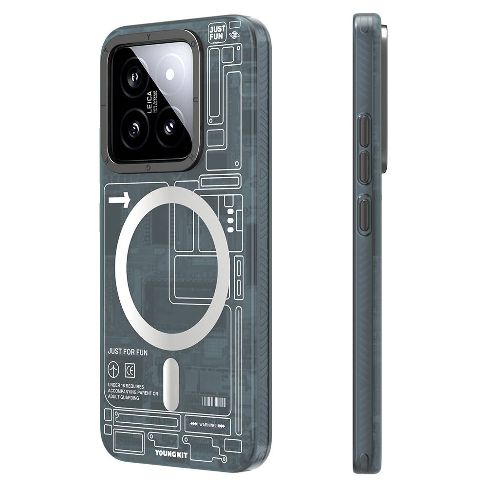 Xiaomi Mi 14 Kılıf M-safe Şarj Özellikli YoungKit Technology Serisi Kapak