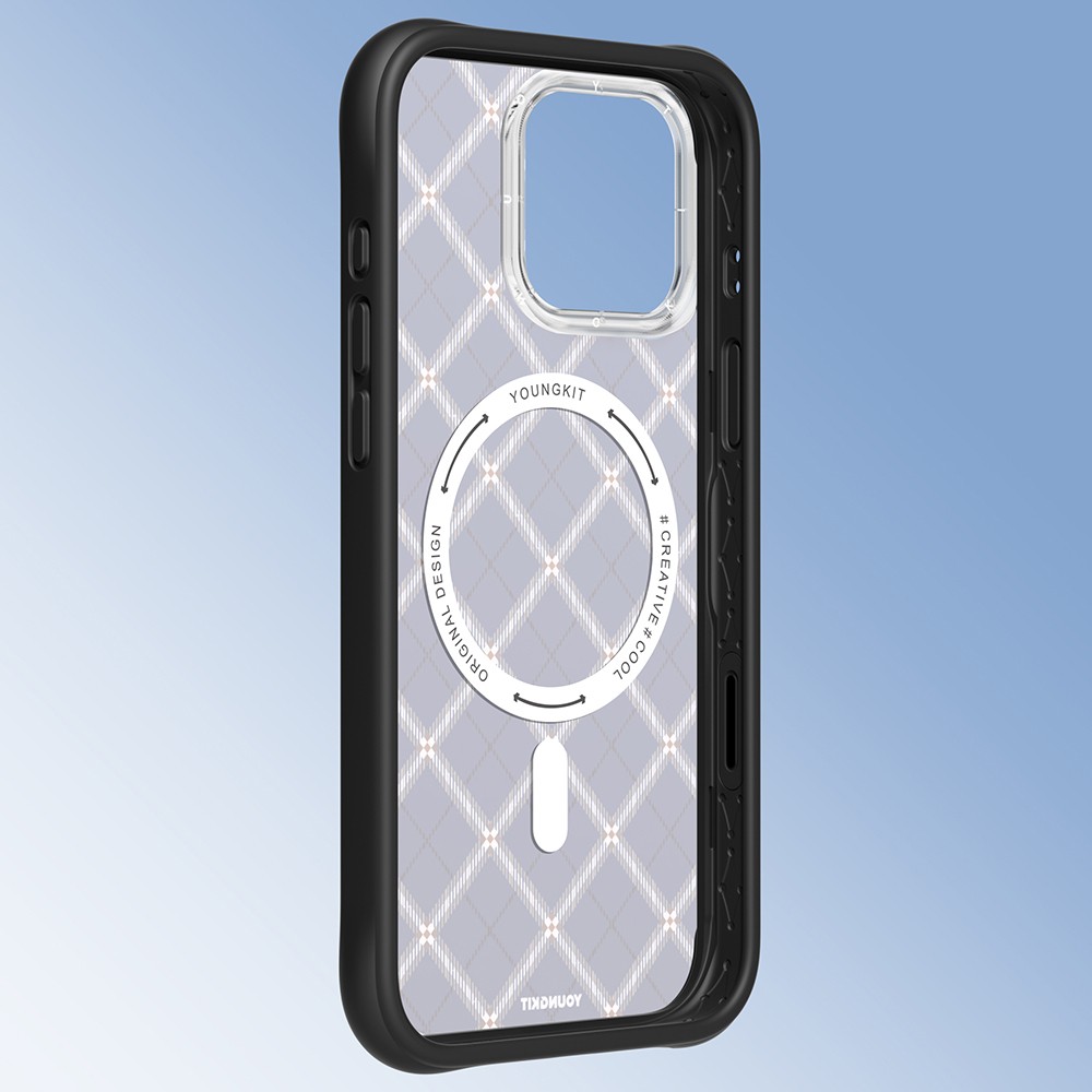 Apple iPhone 16 Pro Kılıf M-safe Şarj Özellikli Youngkit Argyle Serisi Kapak