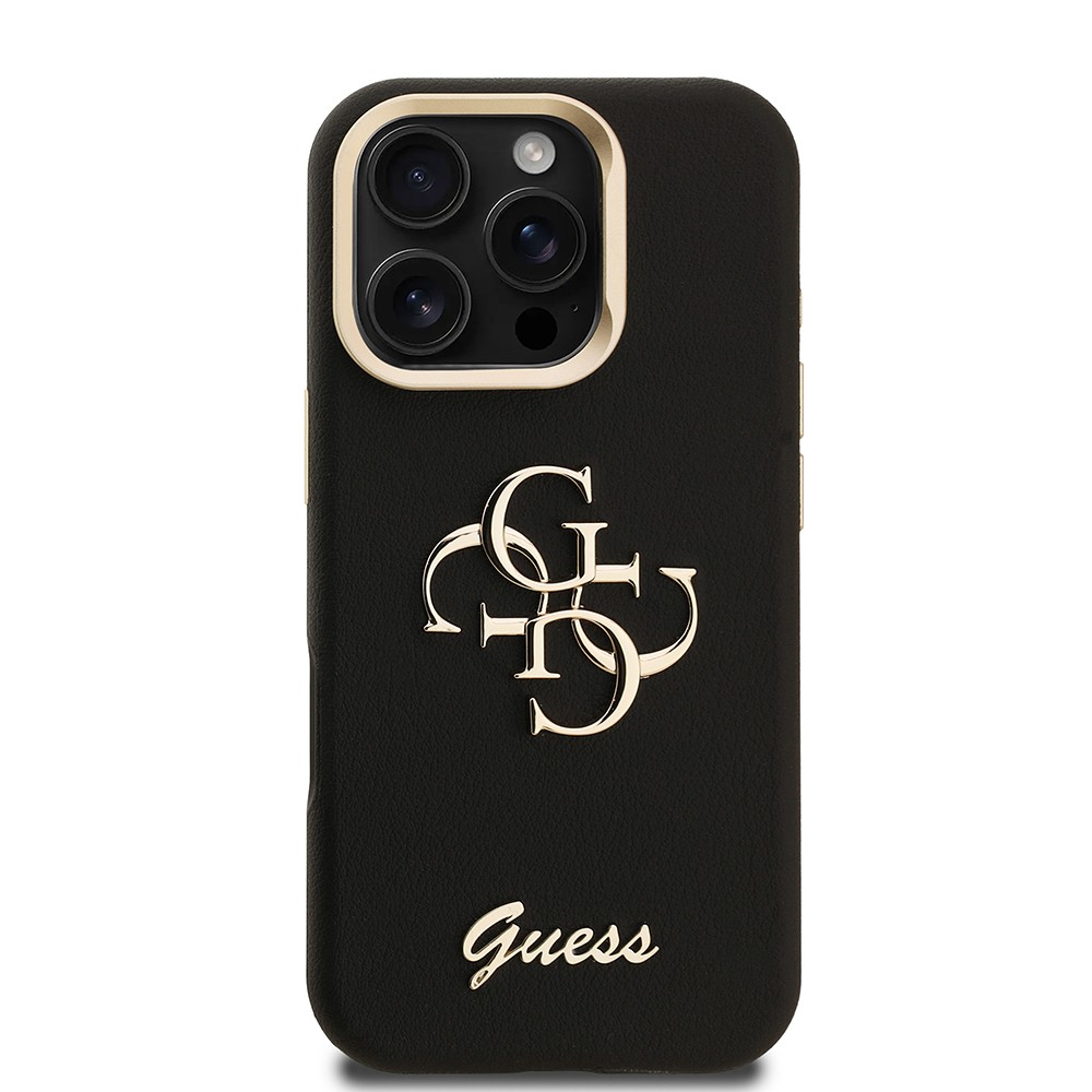 Apple iPhone 16 Pro Kılıf Guess Orjinal Lisanslı Grained Yazı Logolu Kamera Standlı Kapak