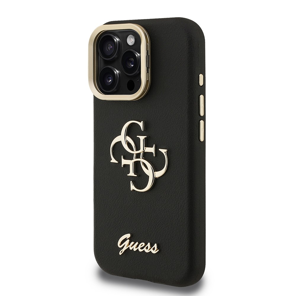 Apple iPhone 16 Pro Kılıf Guess Orjinal Lisanslı Grained Yazı Logolu Kamera Standlı Kapak