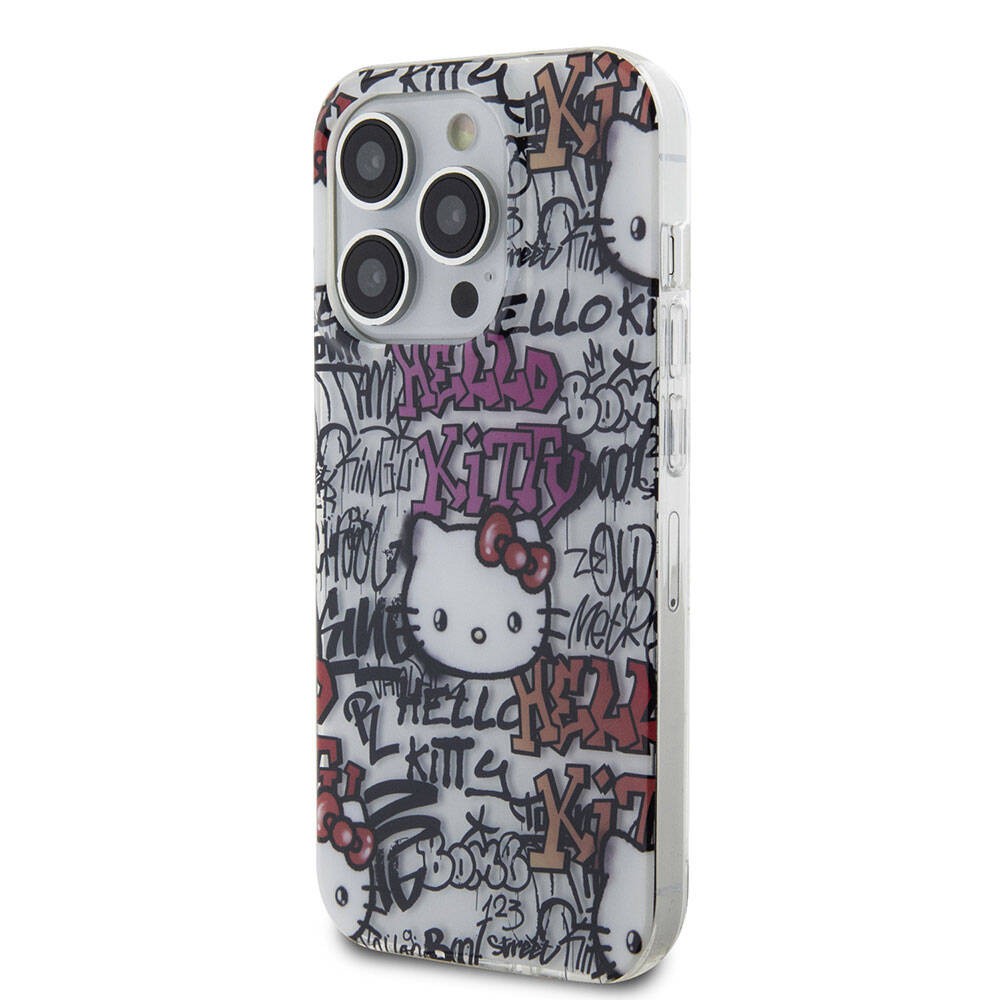 iPhone 15 Pro Kılıf Hello Kitty Orjinal Lisanslı İkonik Logolu Etiket Graffiti Kılıf