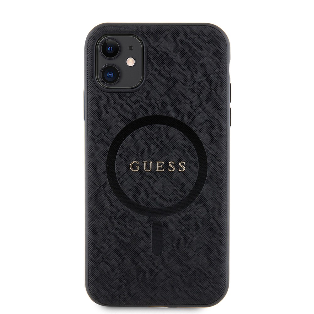 iPhone 14 Kılıf Guess Orjinal Lisanslı Magsafe Şarj Özellikli Yazı Logolu Saffiano Classic Kılıf