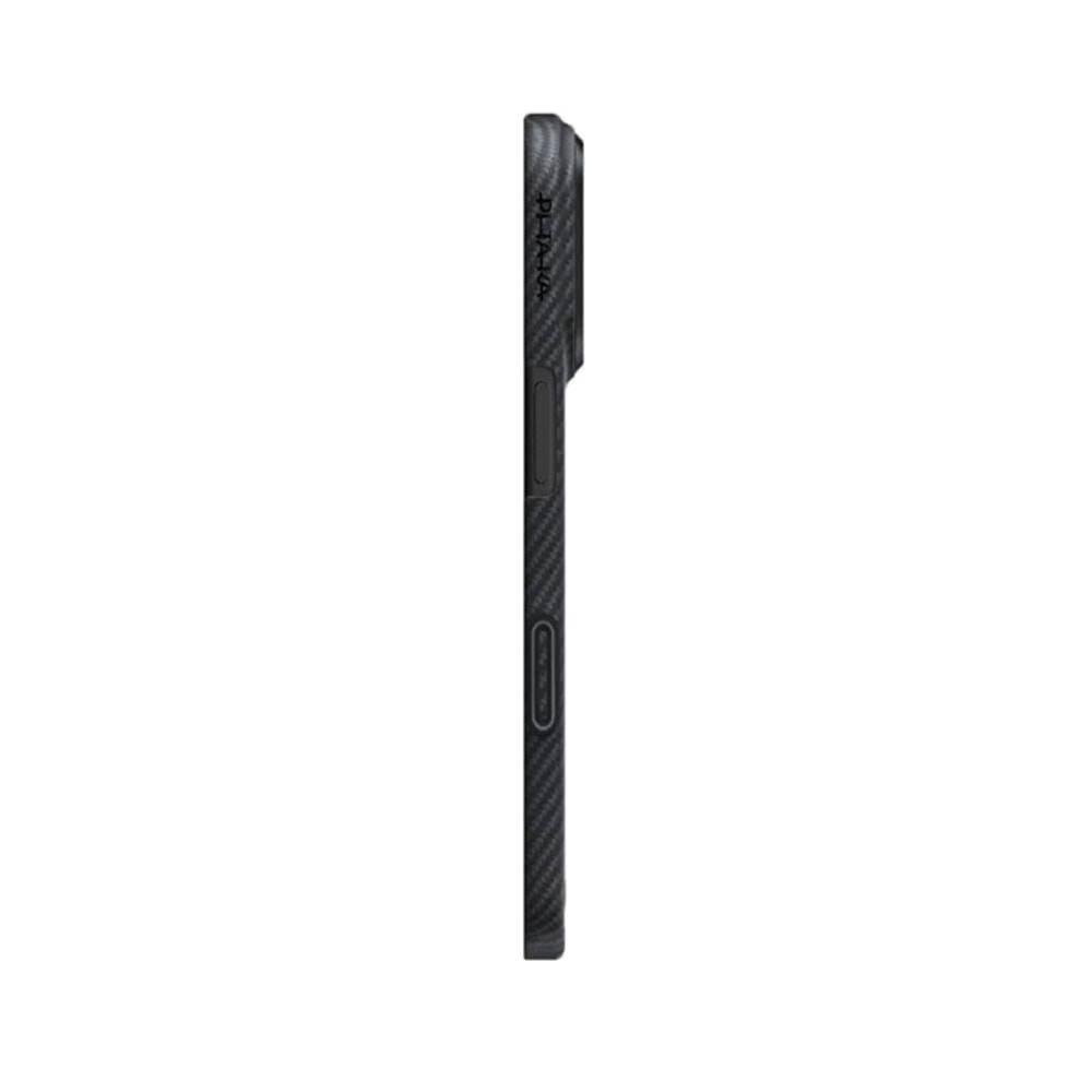 Apple iPhone 17 Kılıf M-safe Şarj Özellikli 1500D Aramid Fiber Pitaka Ultra-Slim Classic Serisi Black-Grey Twill Kapak
