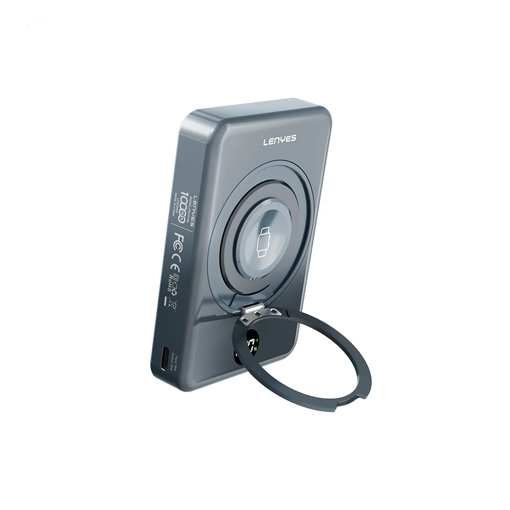 Lenyes PW1010D PD 20W Dijital LED Göstergeli Akıllı Saat Kablosuz Şarj Özellikli Standlı Wireless Powerbank 15W 10000mAh