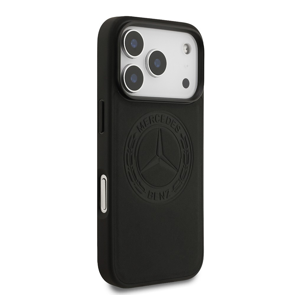 Apple iPhone 17 Pro Kılıf Mercedes Benz Orjinal Lisanslı M-safe Şarj Özellikli Hakiki Deri Nostaljik Yıldız Dizayn Kapak