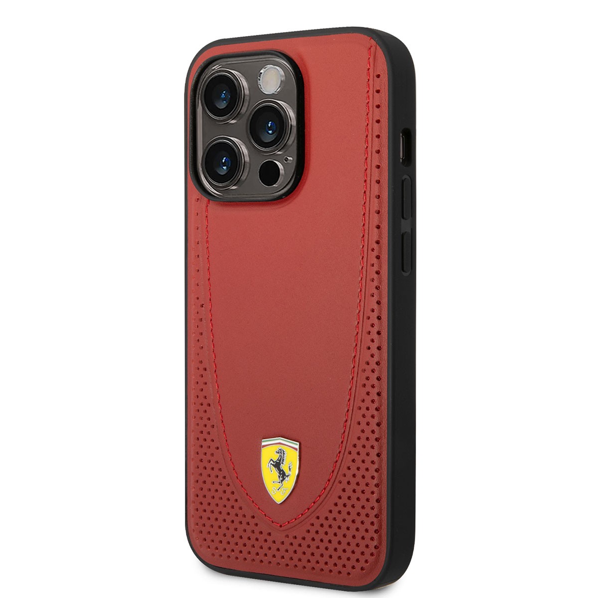 iPhone 14 Pro Kılıf Ferrari Magsafe Şarj Özellikli Deri Delikli Dikişli Dizayn Kılıf