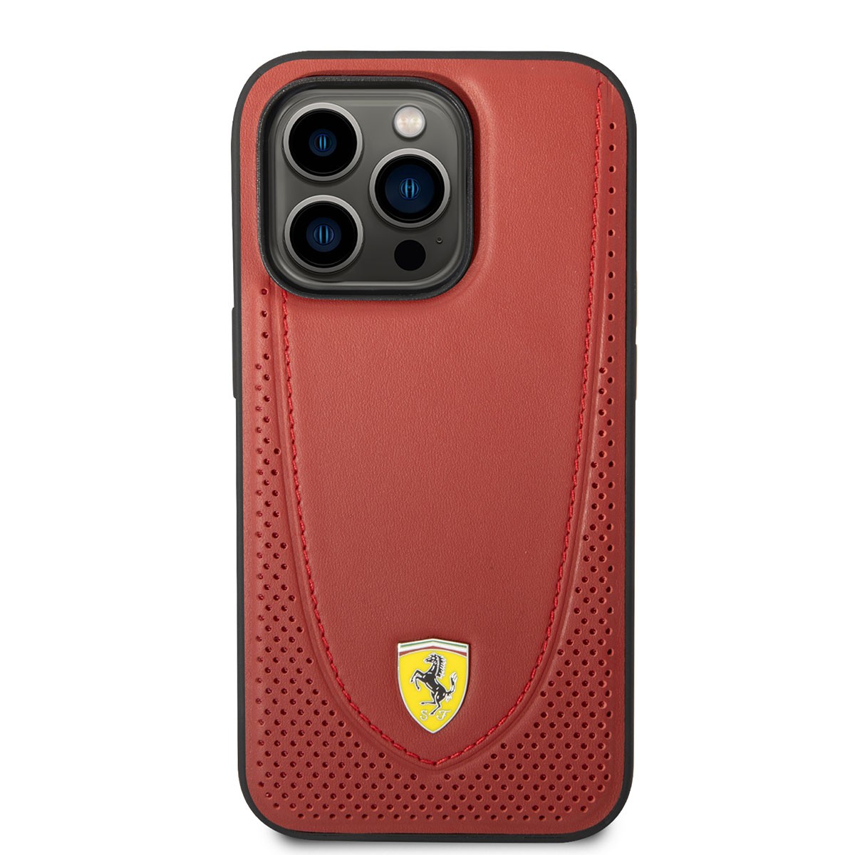 iPhone 14 Pro Kılıf Ferrari Magsafe Şarj Özellikli Deri Delikli Dikişli Dizayn Kılıf
