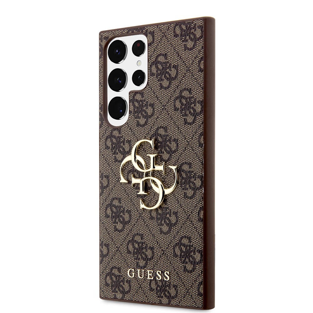 Galaxy S24 Ultra Kılıf Guess Orjinal Lisanslı PU Deri Yazı ve 4G Metal Logolu Desenli Kılıf
