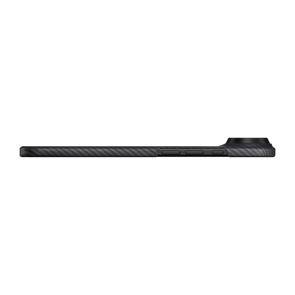 Apple iPhone 17 Air Kılıf M-safe Şarj Özellikli 1500D Aramid Fiber Pitaka Ultra-Slim Classic Serisi Black-Grey Twill Kapak