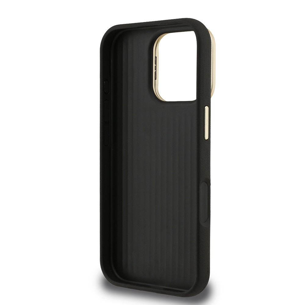 Apple iPhone 16 Pro Kılıf Guess Orjinal Lisanslı Grained Yazı Logolu Kamera Standlı Kapak
