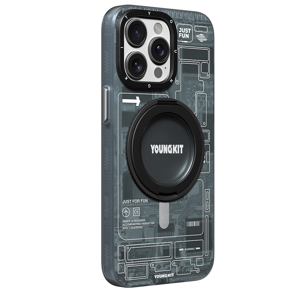 iPhone 14 Pro Kılıf Magsafe Şarj Özellikli Youngkit 360° Standlı Technology Serisi Kılıf