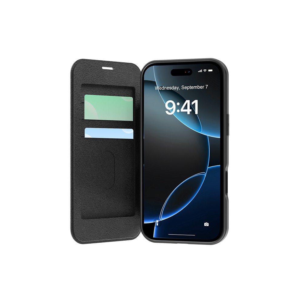 Apple iPhone 17 Pro Max Kılıf M-Safe Şarj Özellikli Raptic Air Folio Şeffaf Kartlıklı Kapaklı Kılıf
