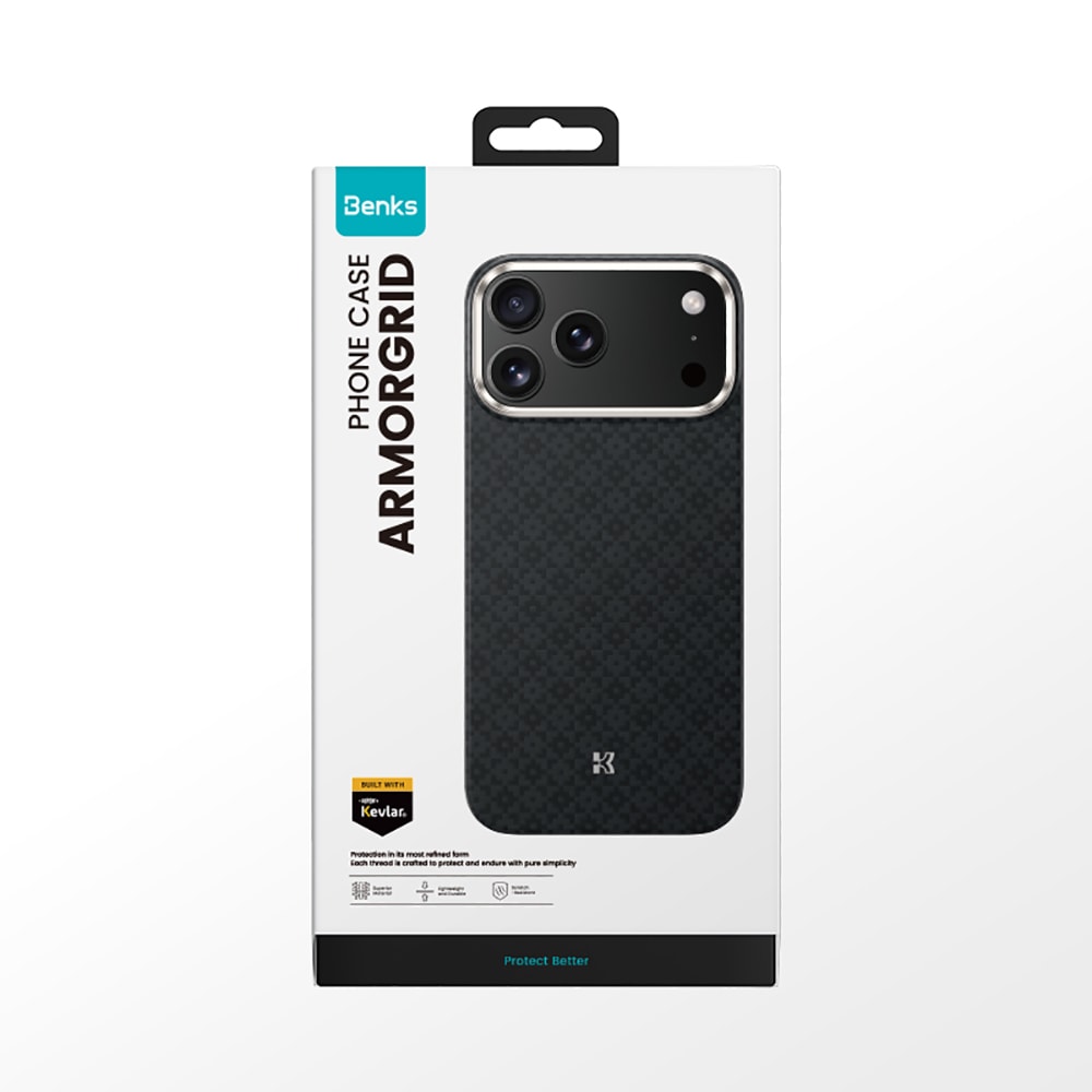 Apple iPhone 17 Pro Max Kılıf M-Safe Şarj Özellikli Benks ArmorPro ArmorGrid Serisi Kevlar Kapak
