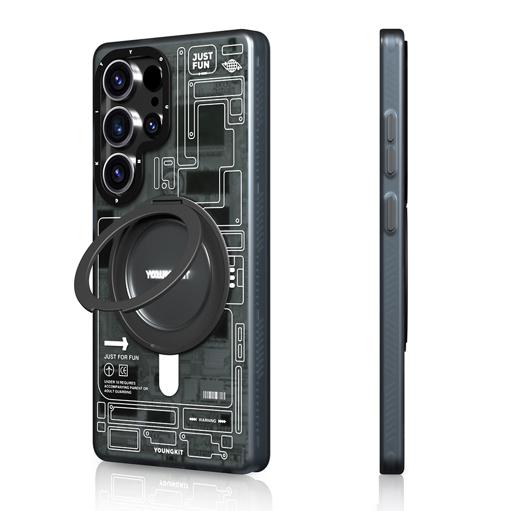 Galaxy S25 Ultra Kılıf Magsafe Şarj Özellikli Youngkit 360° Standlı Technology Serisi Kapak