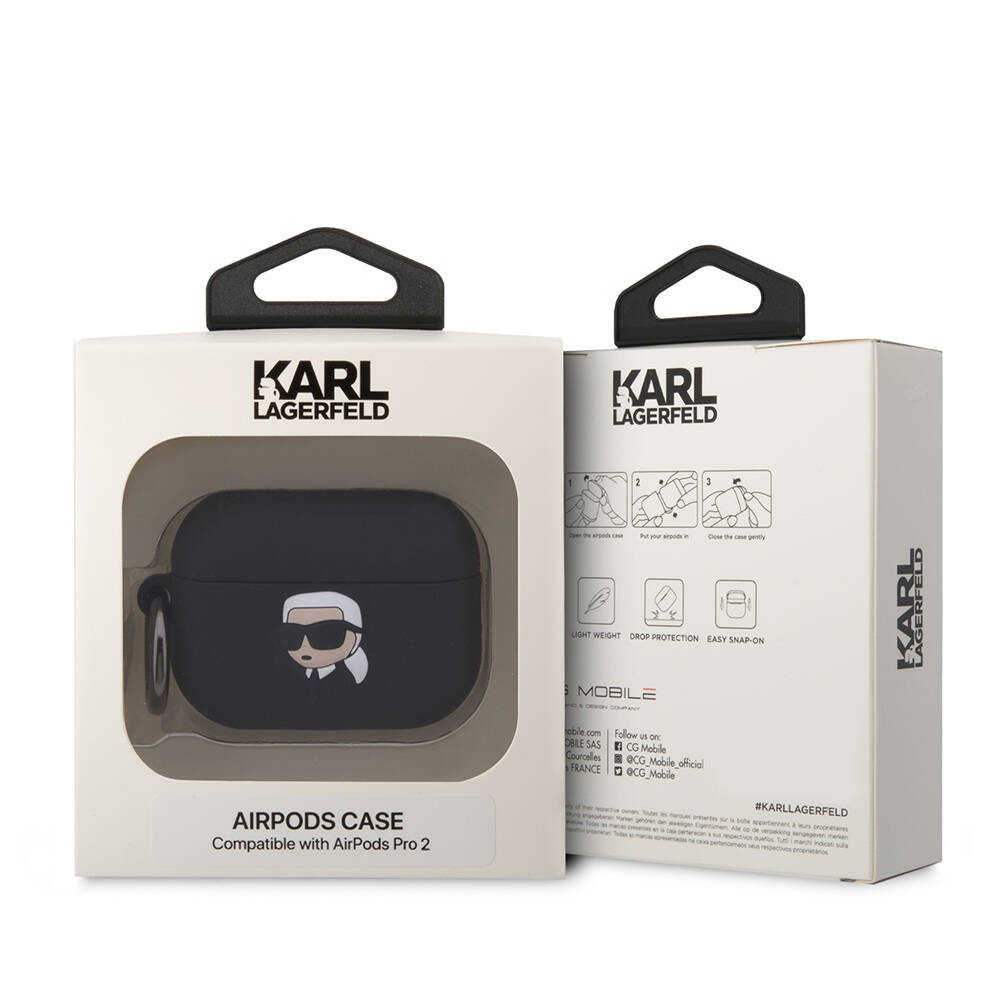 Airpods Pro 2 Kılıf Karl Lagerfeld Orjinal Lisanslı Karl 3D Silikon Kapak