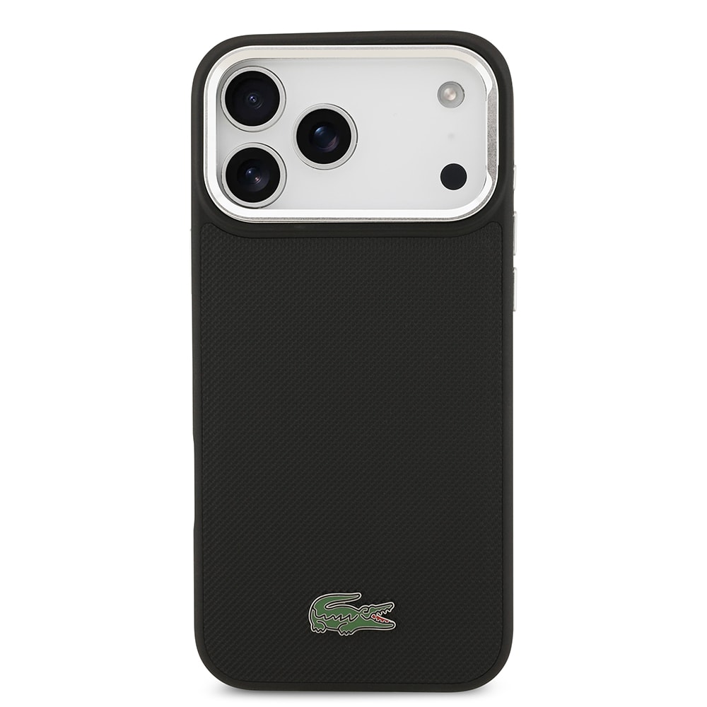 Apple iPhone 17 Pro Max Kılıf Lacoste Orjinal Lisanslı M-safe Şarj Özellikli PU Pike Desenli Standlı Metal Logolu Kapak