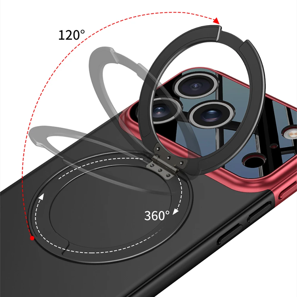 Apple iPhone 17 Pro Kılıf M-safe Şarj Özellikli 360 Derece Standlı Çift Parçalı Zore Torino Kapak